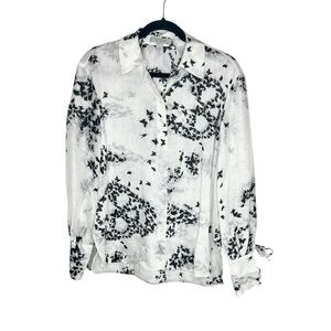 ALLSAINTS Linen and Silk Butterfly and Skull Print Leyla Orsino Top size US 0
